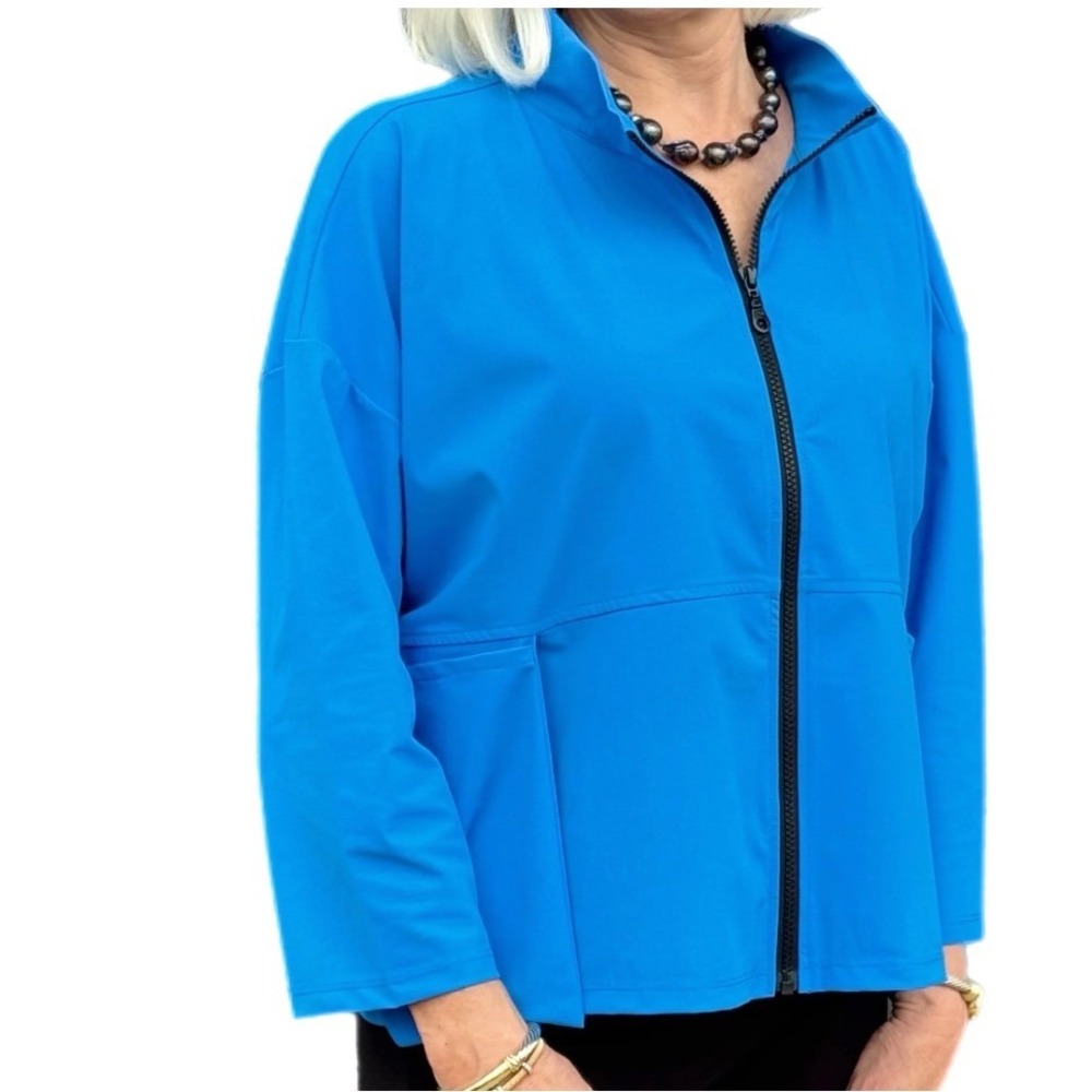 Jason Diane Jacket Performance‎ Blue Zip Jacket Blue Boxy Stretch Nylon S